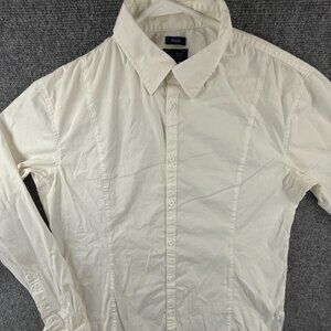 Armani Jeans Fitted 2XL White Button Up Shirt Long Sleeve Cotton BLEND STRETCH